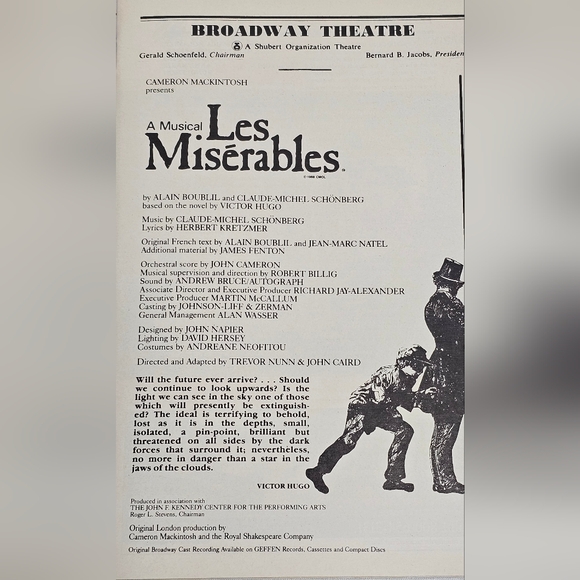 Les Miserables Broadway Theatre Playbill & Ticket Stub (2) July 1989 Baryshnikov - Picture 6 of 7